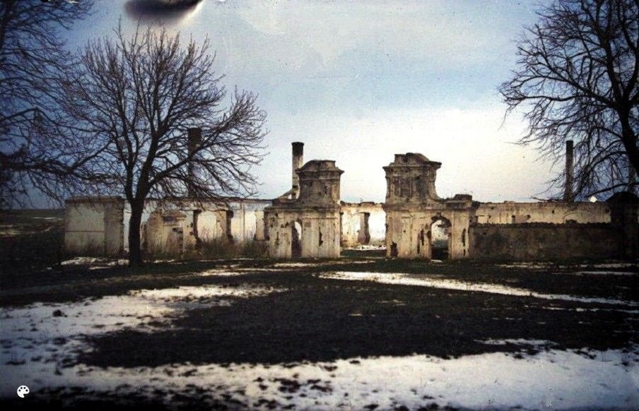 Село Пеняки в руїнах (колоризоване фото 1918 року)