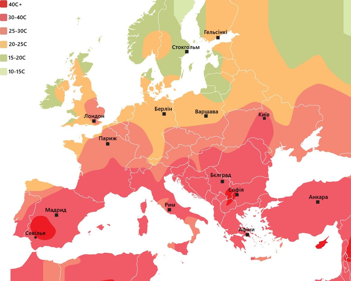 Європа стикається зі стрімким зростанням температури. Графіка The Telegraph