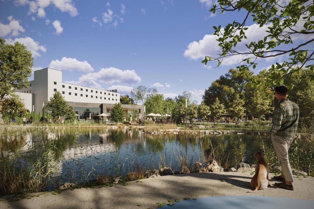 Візуалізація громадського простору з озером