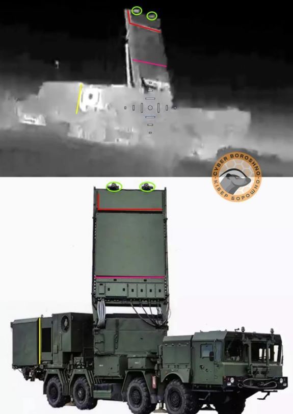 Фото OSINT-аналітиків «КіберБорошно», уражена РЛС 98Л6 «Єнісєй»