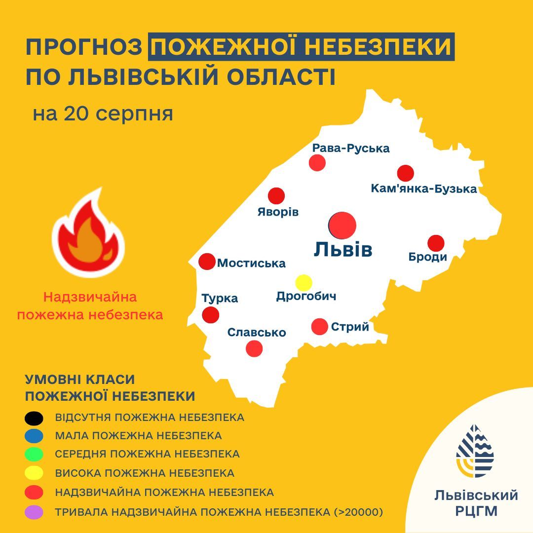Інформація Львівського гідрометцентру про пожежну небезпеку в області