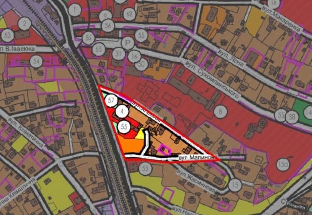 Схема детального плану в районі вул. Кленової, Малинової та Незалежності України в Брюховичах