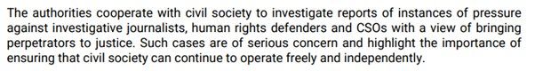 Уривки із звіту Єврокомісії за 2025 рік, де йдеться про тиск на журналістів та правозахисників