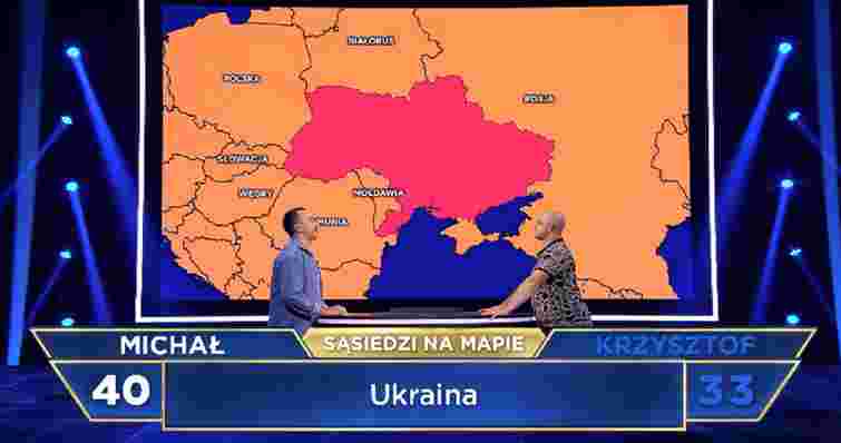 Польський телеканал під час географічної вікторини показав карту України без Криму