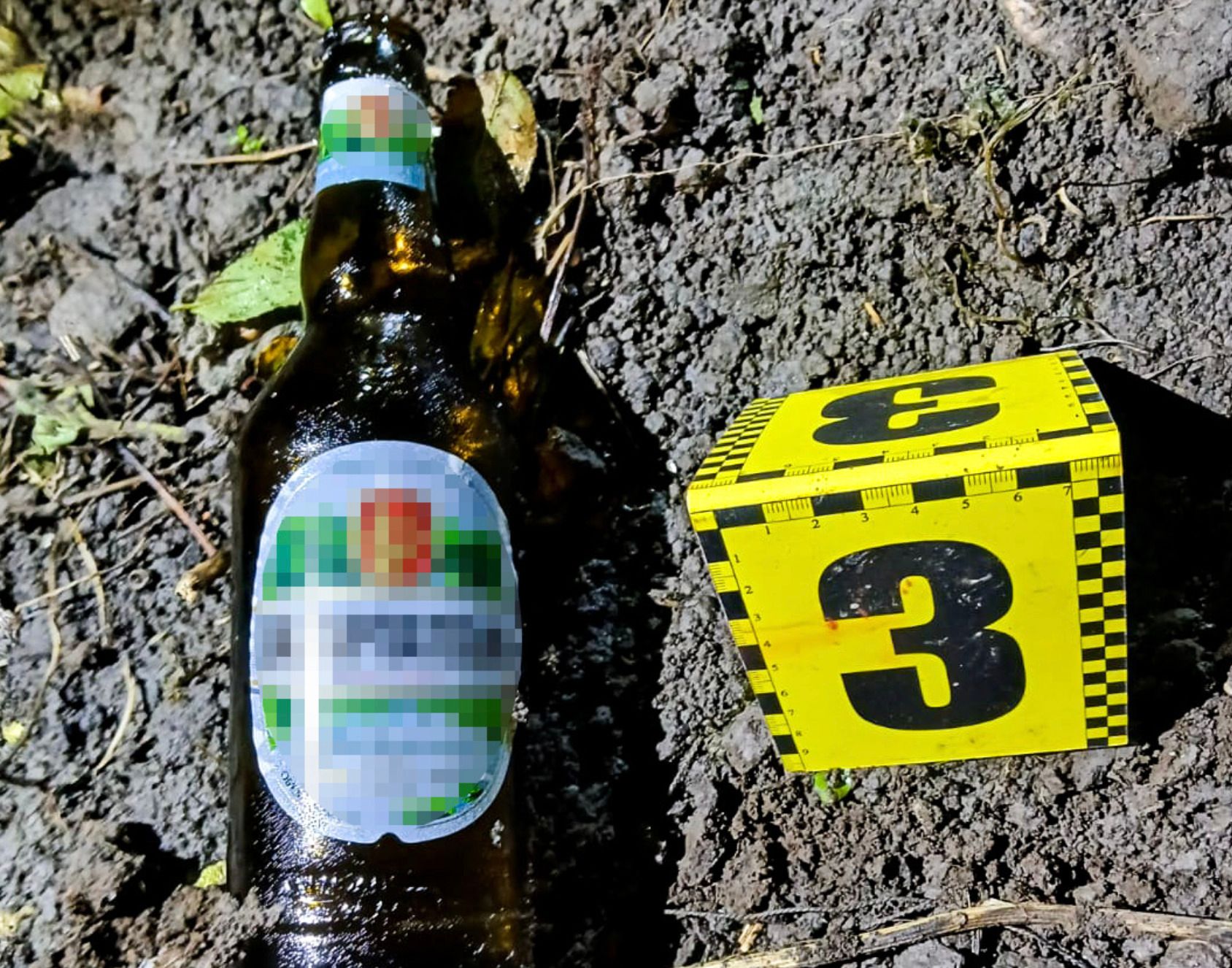 Після падіння пляшка з вибуховою сумішшю не загорілася (фото поліції)