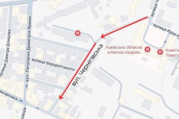 Схема руху вулицею Чернігівською