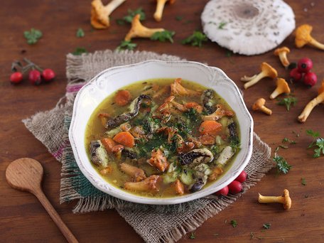 Насичена грибна юшка із сушених лісових грибів