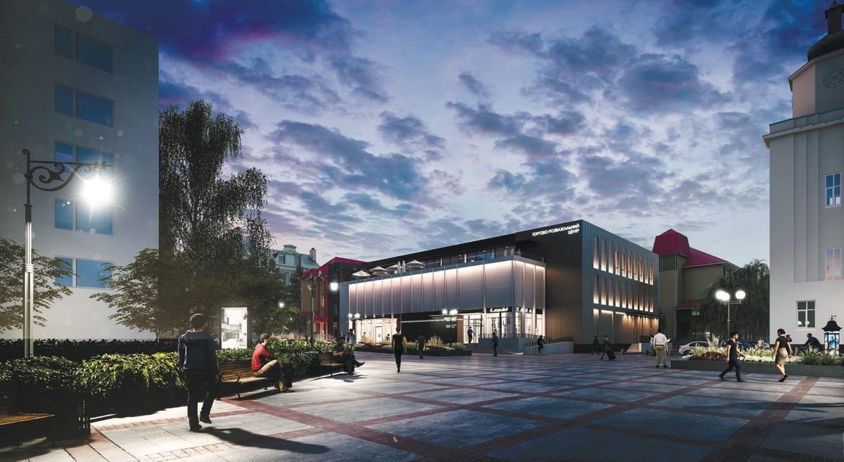 ТРЦ розташований поруч із міською радою Чорткова