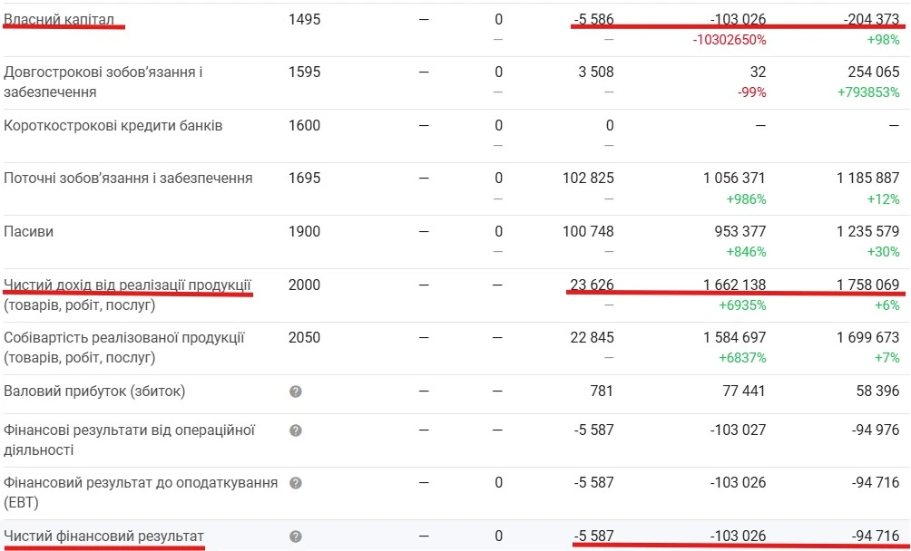 Дані про фінансову діяльність ТОВ у 2022–2024 роках (скриншот з YouControl)