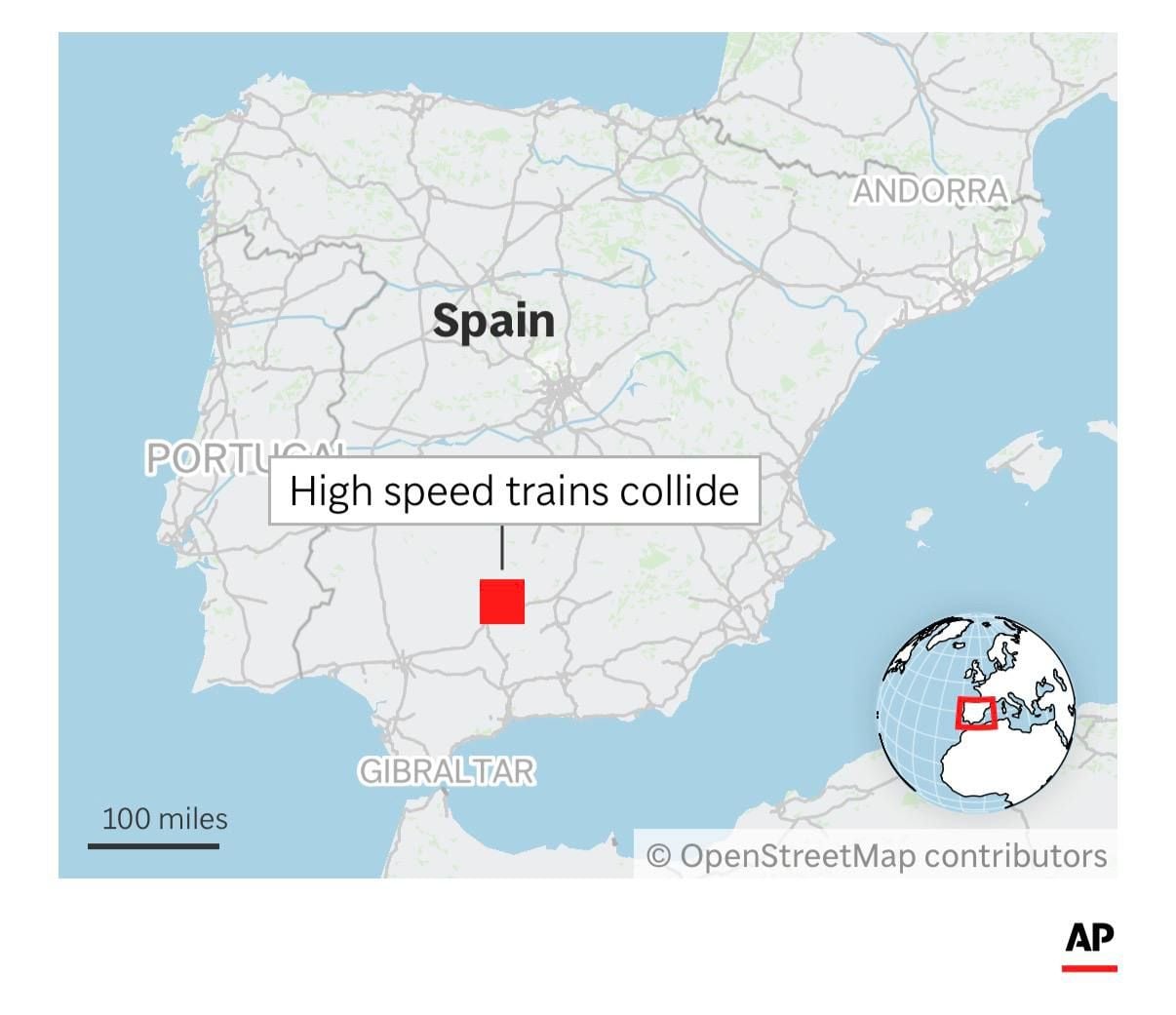 Місце на карті, де відбулася залізнична аварія