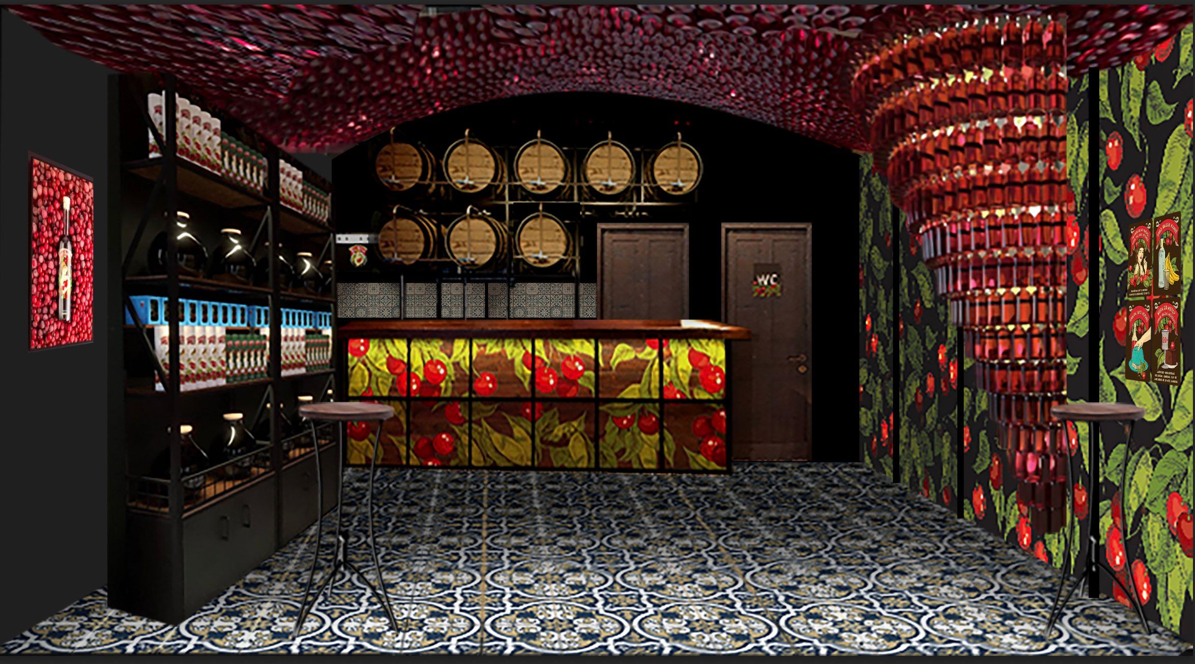 Інтер'єр «П’яної вишні» в Ужгороді. Ілюстрація Тараса Маселка