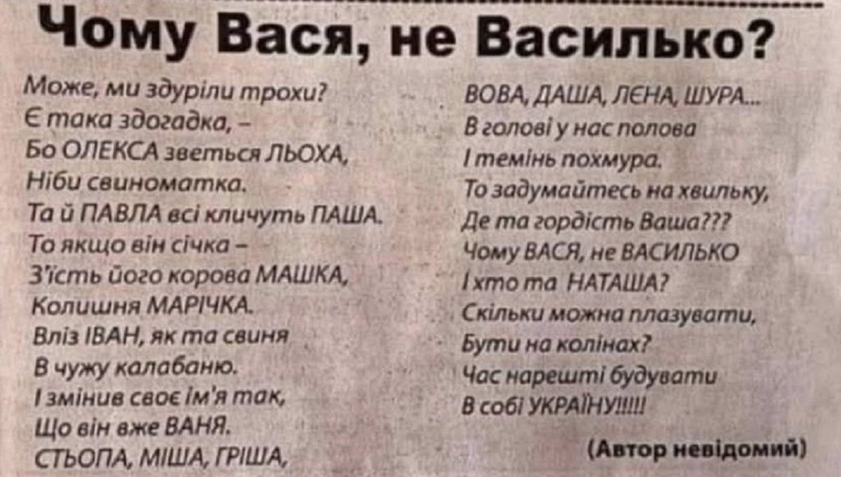 Зросійщення українських імен