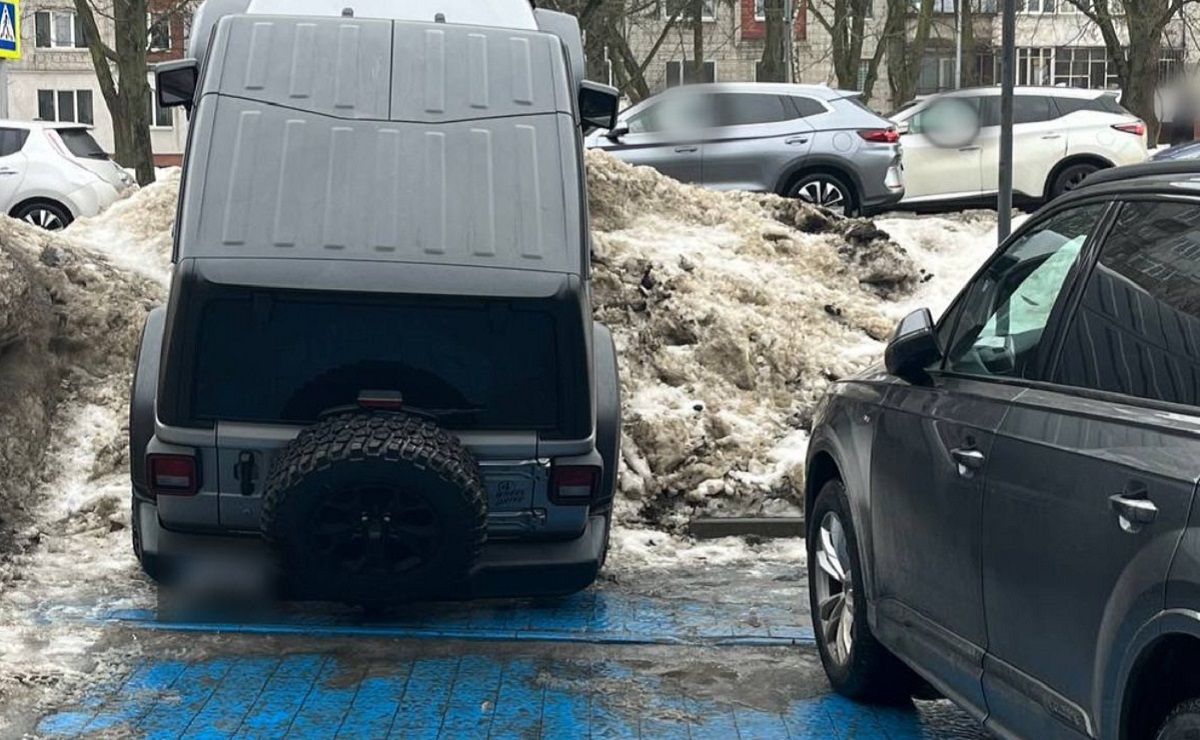 Поліцейські оштрафували водія Jeep за паркування на кучугурі снігу у Львові