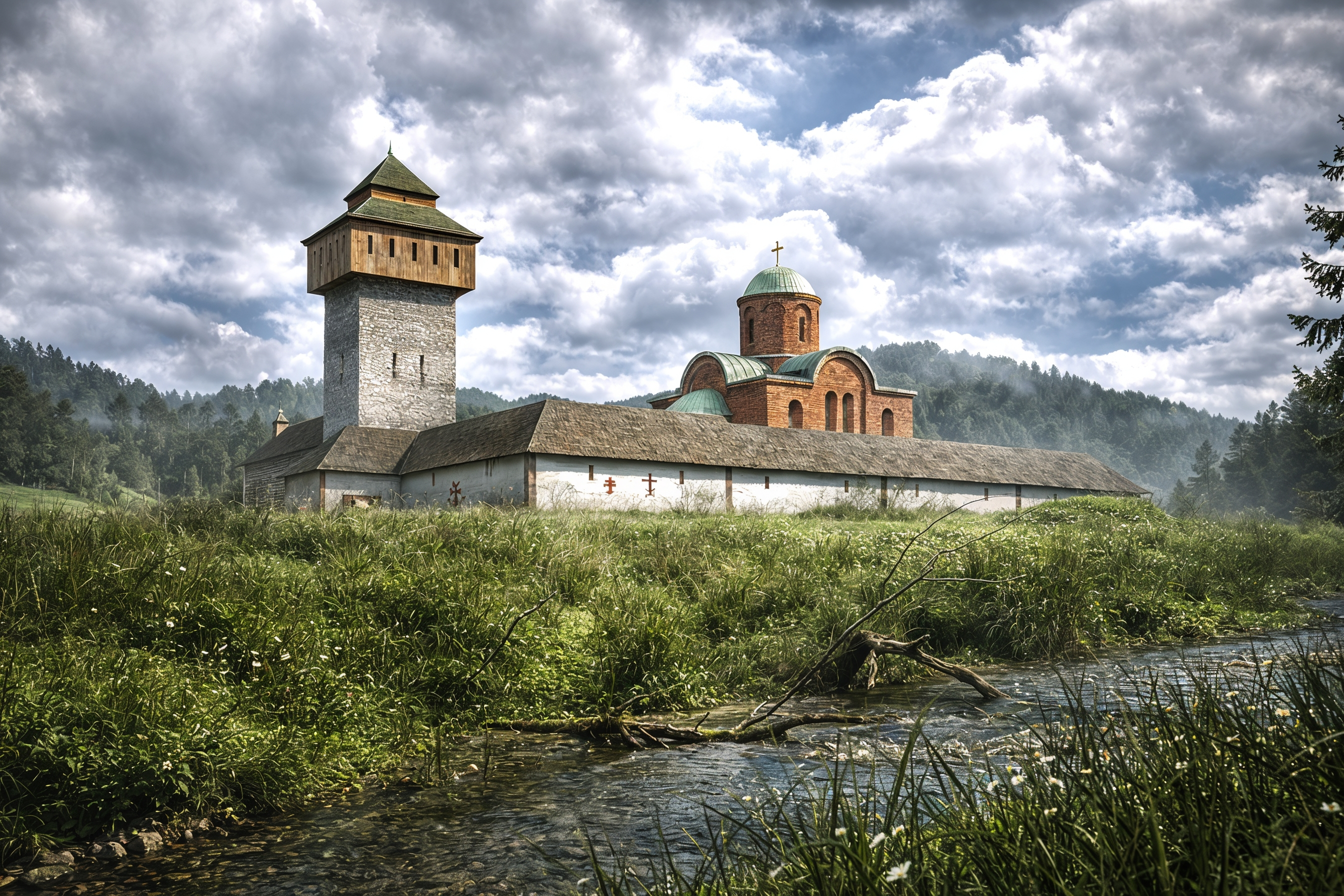 Вид монастирського комплексу з північної сторони (візуалізація Романа Франківа)