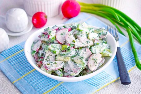 Весняний салат з яйцями, огірками та редискою. Рецепт дня