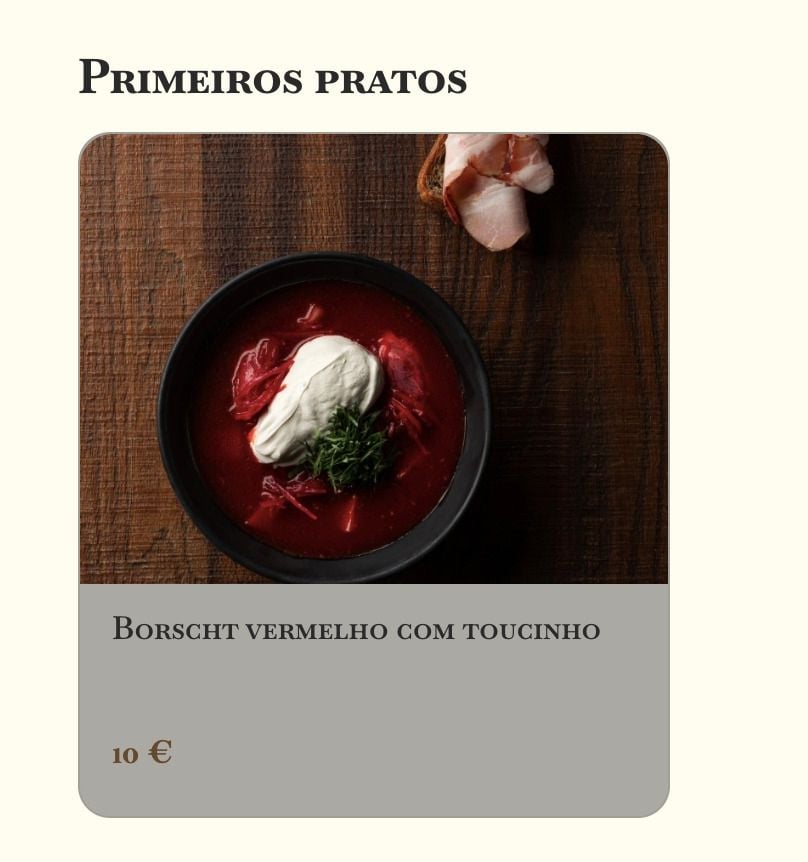 Борщ у португальському закладі NAI Ярославського / Скриншот меню на сайті закладу