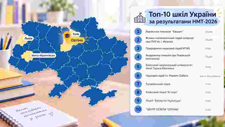 Рейтинг НМТ-2026: які школи стали найкращими в Україні
