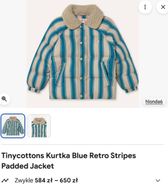Дитяча куртка бренду Tinycottons, якої вже також немає на сайті Answear