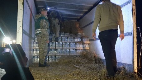 Львівські прикордонники виявили понад 5 тис. пляшок підробленої горілки у тюках сіна