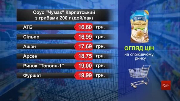 Соус «Чумак» Карпатський. Огляд цін у львівських супермаркетах за 2 січня