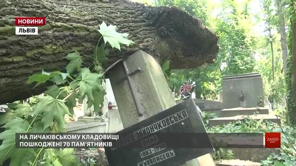 Буревій пошкодив на Личаківському кладовищі сімдесят пам’ятників